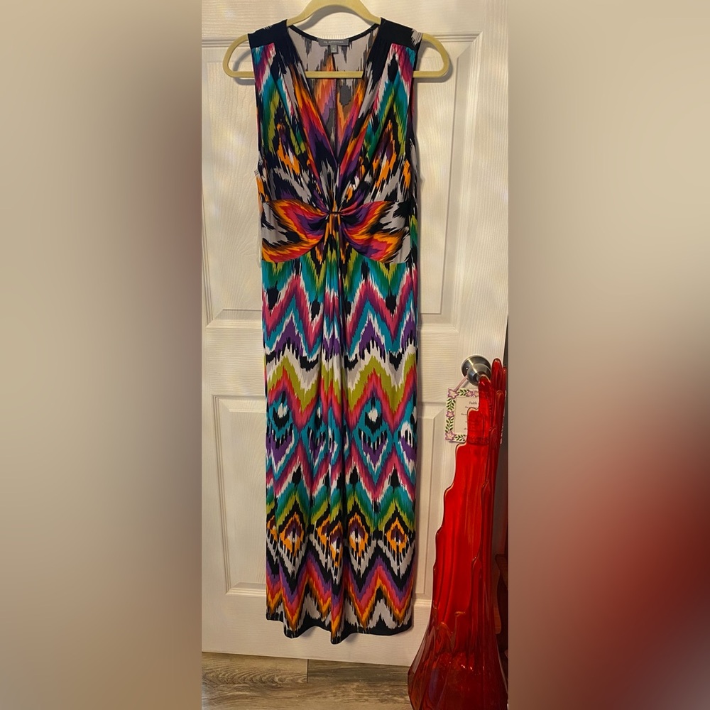 NY Collection Multicolor Chevron A-Line Maxi Dress